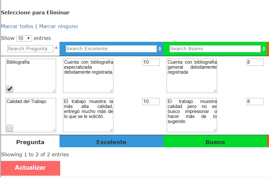 Eliminar Criterio